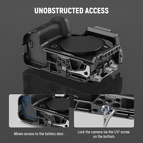 Miniatura 5 de NEEWER Jaula para cámara R7 compatible con Canon EOS R7, soporte de video de aluminio con abrazadera de cable HDMI, riel OTAN, zapata fría, ARRI de