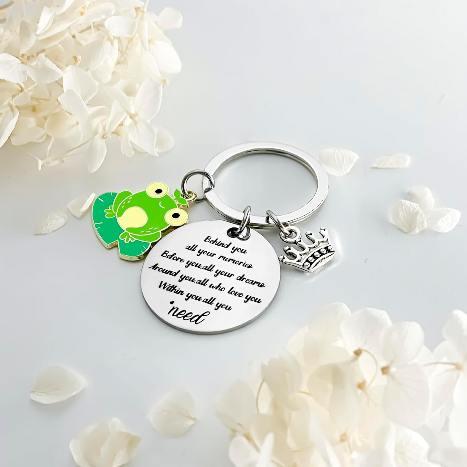 Inspirational Frog Keychain Princess Inspired The Frog Gift Birthday Gift for Frog Lover Gift positive frog jewelry funny frog gifts frog car accessories resin frogs practical gifts Behind You - Image 4