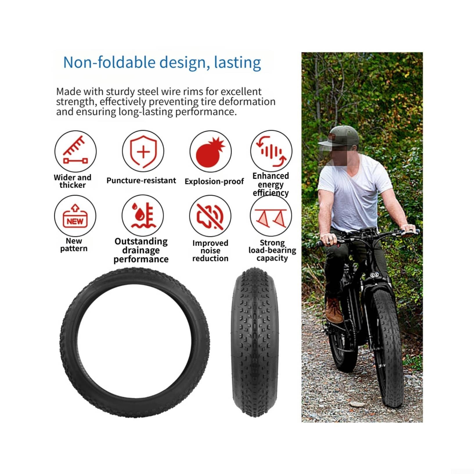 All Terrain 20 x 4.0 Fat Tire per E-Bike Mountain Bike neve sabbia spiaggia antiforatura gomma gomma gomma nera