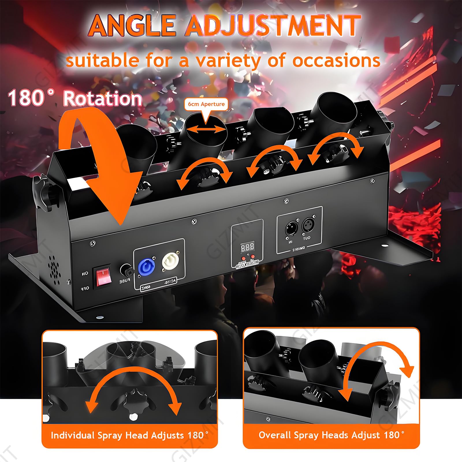 Lanceur de confettis électrique Portable à 4 Coups, avec télécommande, idéal pour Les scènes, Les Mariages et Noël