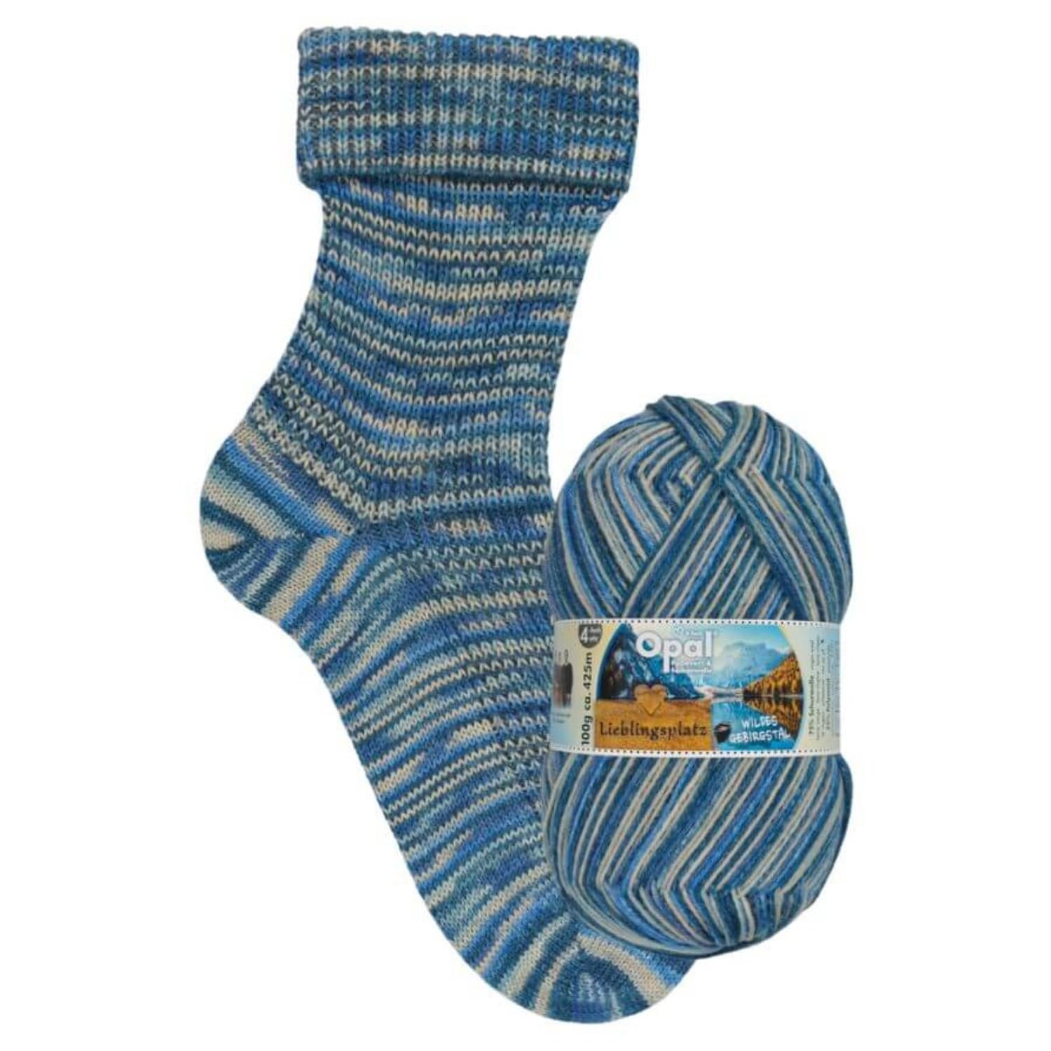 Opal Lieblingsplatz (425m) 4-Ply Yarn - Wool-Blend, for Knitting Warm Socks with Unique Colour Patterns, 11467, 1 x 100g