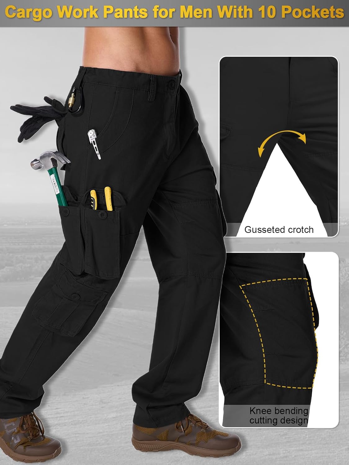 Men's BDU Casual Military Pants, Tactical Wild Army Combat ACU Rip Stop Camo Cargo Work Trousers with 10 Pockets - Image 4