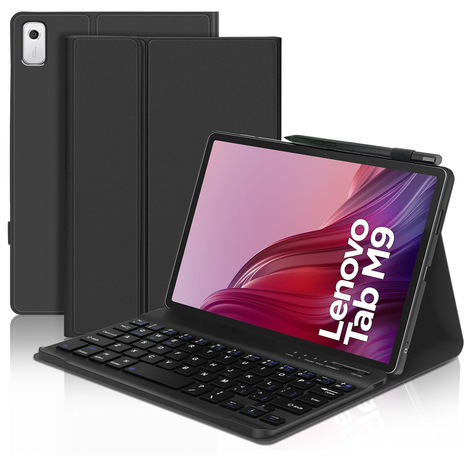 Keyboard Case for Lenovo Tab M9 9", Magnetic Wireless Detachable Bluetooth Keyboard with Protective Cover for Lenovo Tab M9 9 inch Tablet (TB-310FU, 2023 Released), Black