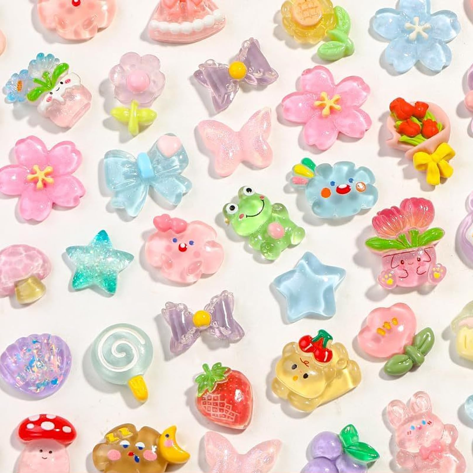 50 Pieces Mixed Slime Charms Set,Cute Resin Flatback Beads Making Kit,Slime Charm Making Ornaments Supplies for DIY Crafts,Scrapbooking,Phone Charm Crafting (B Style) - Image 3
