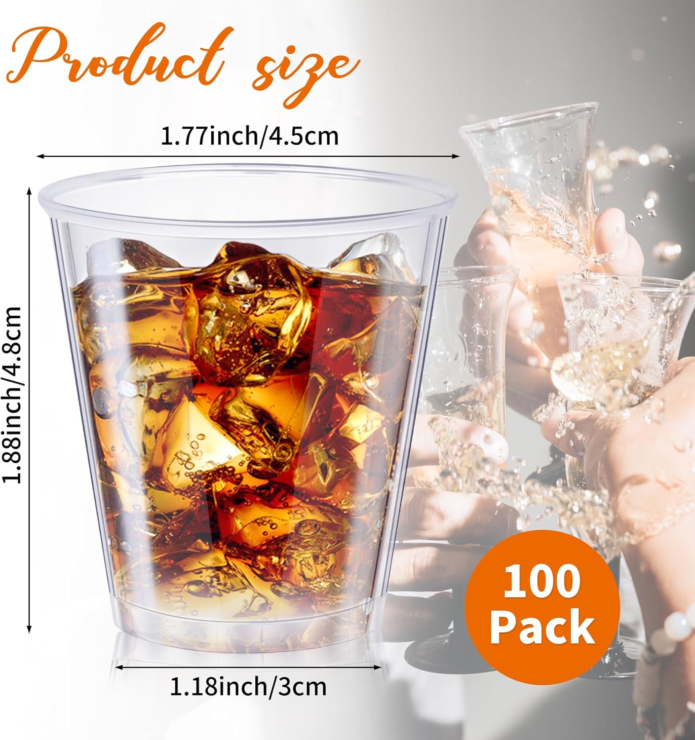 100 Pack Plastic Shot Glasses 2oz Mini Plastic Shot Glasses Plastics Disposable Cups for Men Women Birthday Party Weddings, Elegant Parties - Image 4