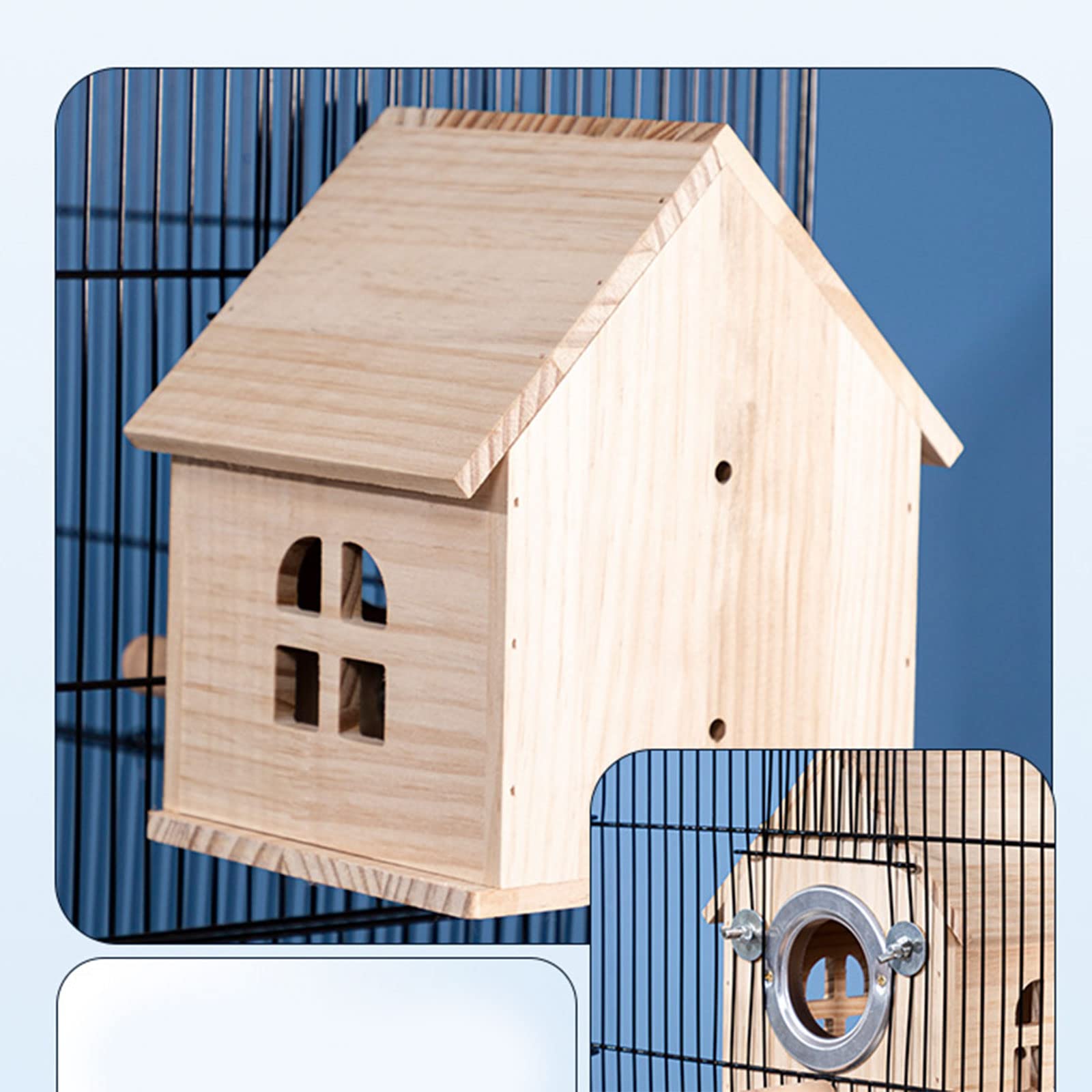 Caja de cría pájaros Madera | For periquitos y agapornis: caja nido de madera con percha