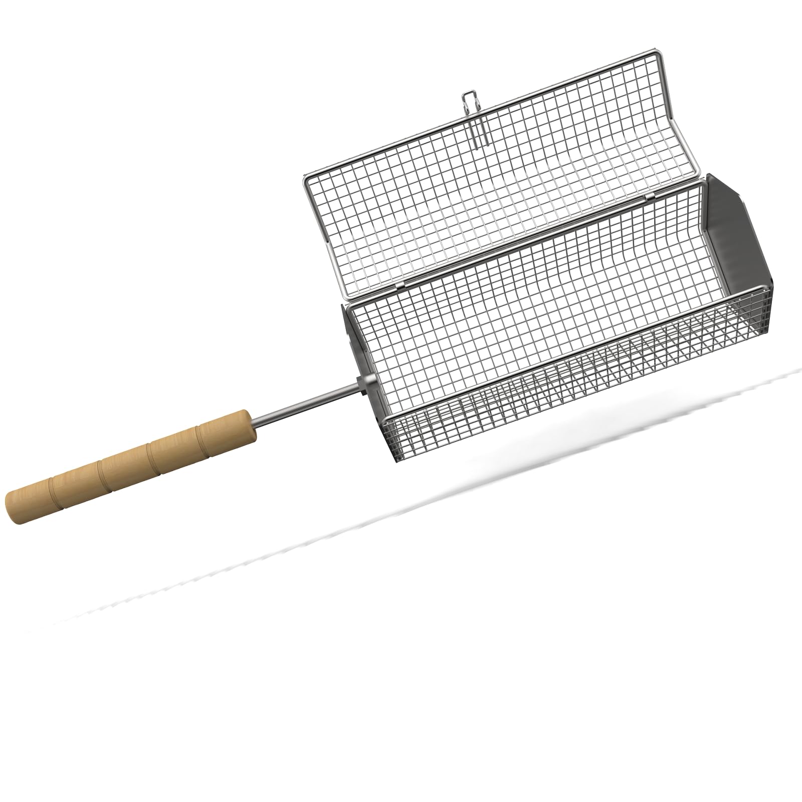 Stainless Steel Rolling Grill Baskets With Removable Handle(Hexagonal), 2 PCS Portable Grill Nets For Outdoor Cooking - Ideal Accessories For Vegetables, Shrimp, And Chicken, Perfect Barbecue Gift For Men