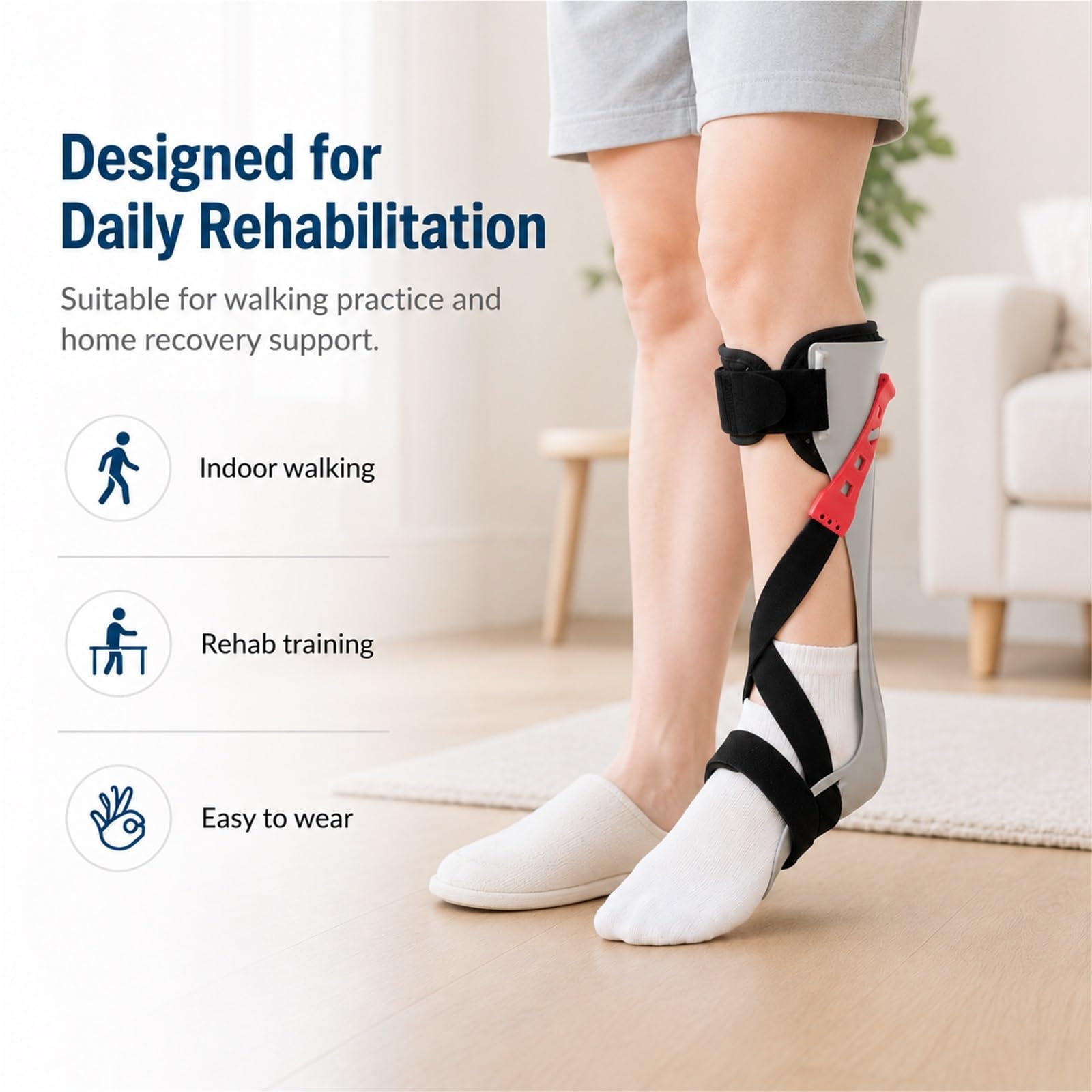Orteza Stawu Skokowego i Łydki Stabilizator Nogi Regulowany na Skręcenia Złamania i Rehabilitację Pooperacyjną Usztywnienie dla Kobiet i Mężczyzn Medical Grade(Prawidłowy,M)