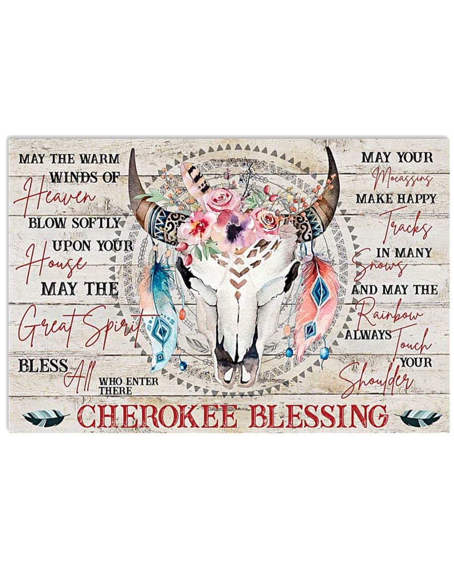 Yelacecca Cherokee Blessing Native American Poster For Home Cafe Bar Garage Metal Sign 8X12 Inches
