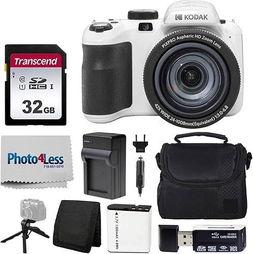 Kodak PIXPRO AZ425 Cámara digital + tarjeta de memoria de 32 GB + funda de cámara (negro) + batería + cargador + lector de tarjetas USB + trípode de