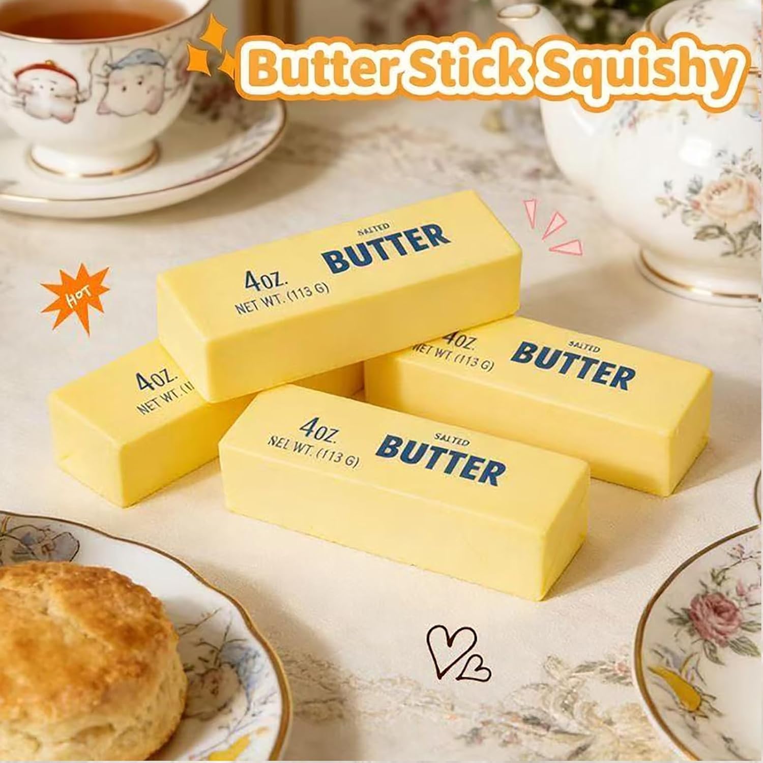 Slow Rising Squishy, Taba Squishy, Stress Balls, Stress Relief & Fidget Toys for ADHD, Soft Squeeze Toy for Figure Anxiety Sensory Gifts Hand Relax (1pcs Butter Stick)