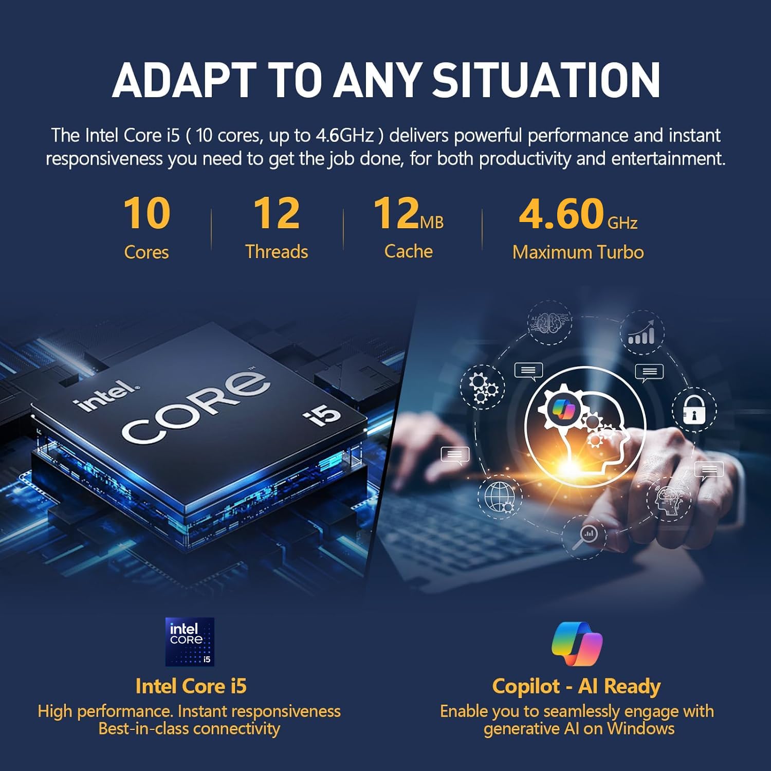 Dell Inspiron 15 Touchscreen Laptop for 2025-2026 Business Student Home, AI Computer, 15.6" FHD, 10-Core Intel i5, 12GB RAM, 756GB Storage (256GB SSD+500GB Ext) MarxsAddon, Win 11 Pro, Lifetime Office - 5