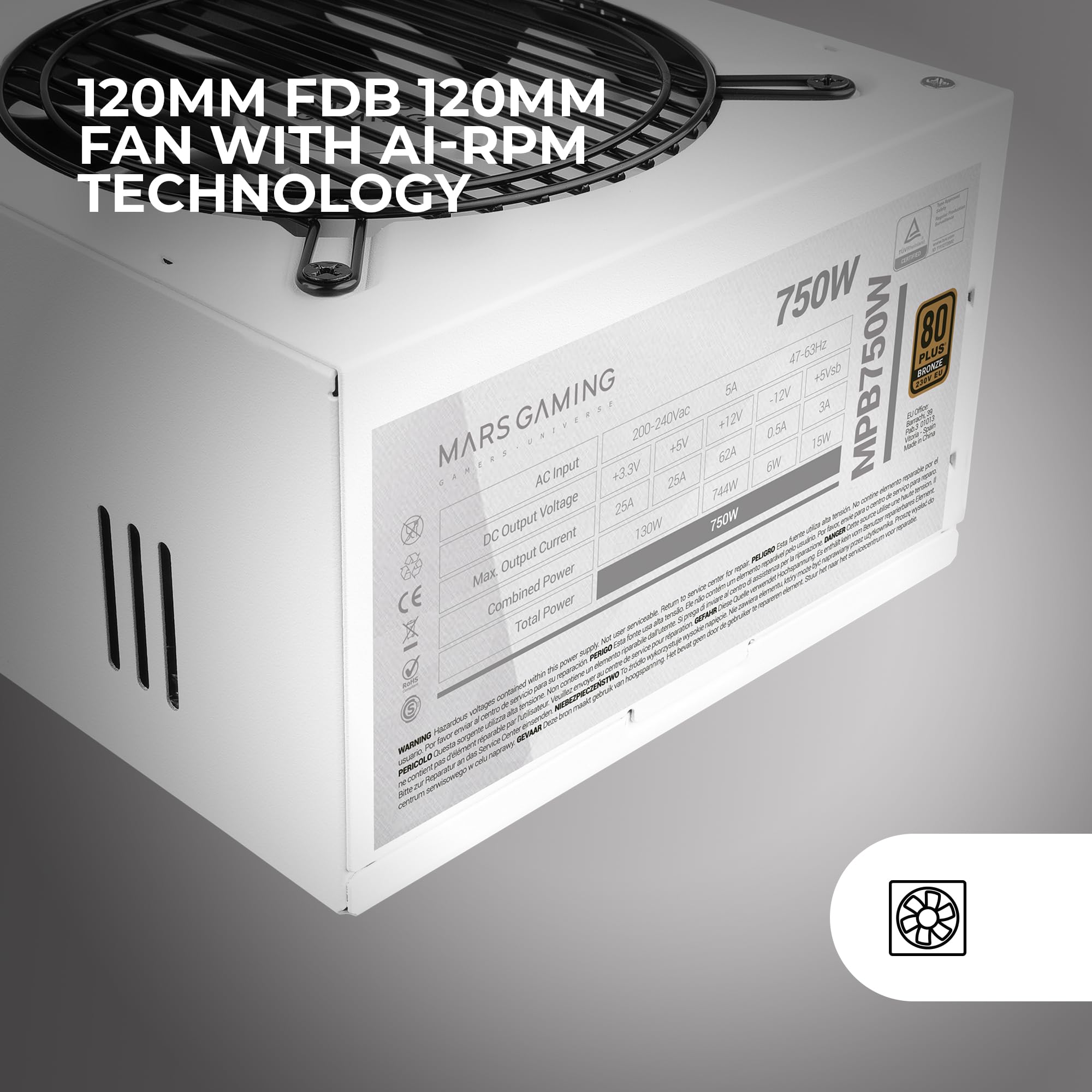 Mars Gaming MPB750, PC Power Supply 750W, 80Plus Bronze 230V, Silent Mars Gaming MPB750, PC Power Supply 750W, 80Plus Bronze 230V, Silent