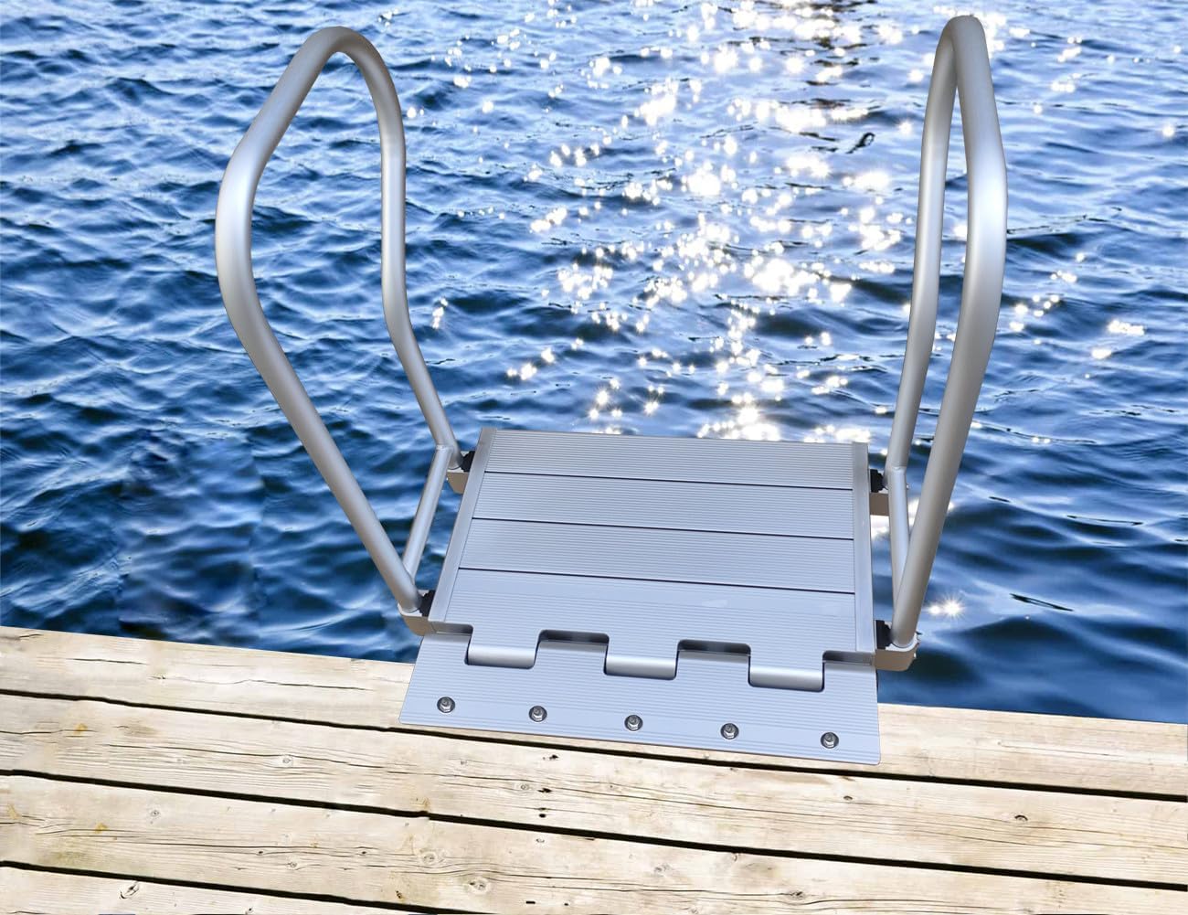 Brocraft Aluminum Boat Boarding Platform with Handrail | Dock to Boat Ramp Step/Board Platform for Easy Boarding
