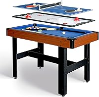 Hathaway Triad 3-in-1 Multi Game Table: 48-inch Pool, Table Tennis & Glide Hockey Topper - Space-Saver for Family Game Rooms, Blue