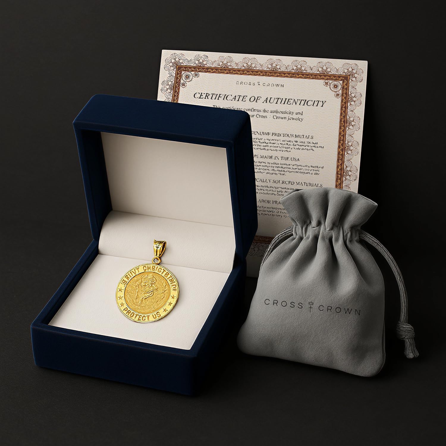 Cross+Crown Premium 14K Yellow Gold Filled Saint Christopher Pendant, Durable Double-Bonded 14K Pendant for Necklace, Women & Mens Gold St Christopher Medal & Premium Jewelry Box, Handcrafted Religious Jewelry in the USA - Image 7