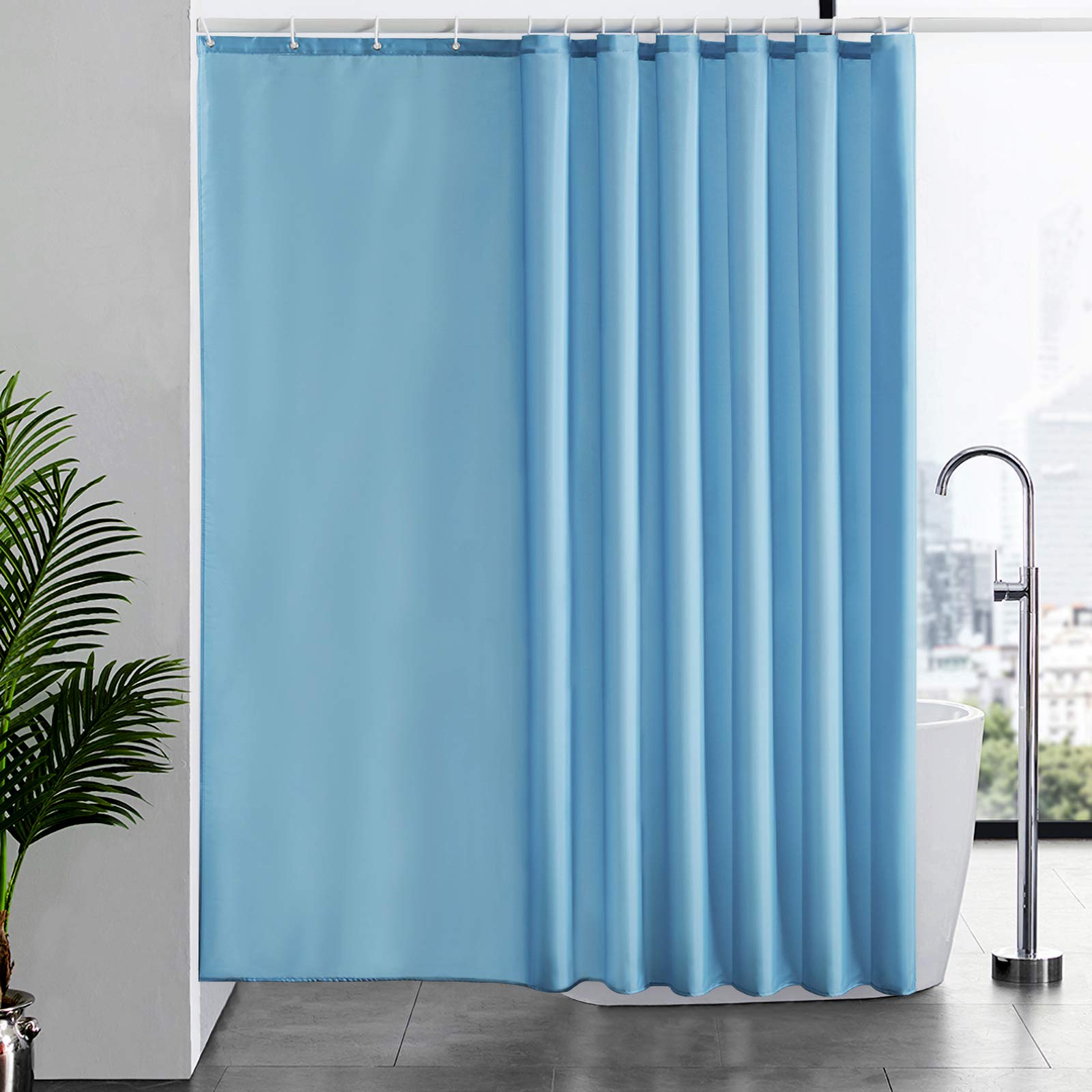 Cortinas Baño Blanca Antimoho Antibacteriano Impermeable Poliester Tela Lisa Lavable, con 12 Ganchos Plásticos, 180x200 Cortina. — view 34