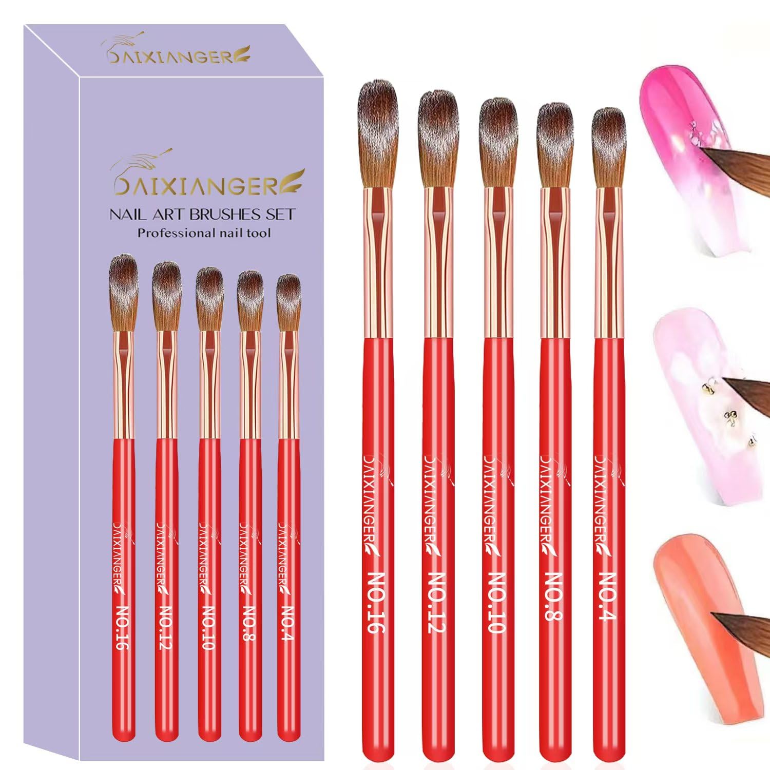 5Pcs Acrylic Nail Art Brush Set for DIY Manicure