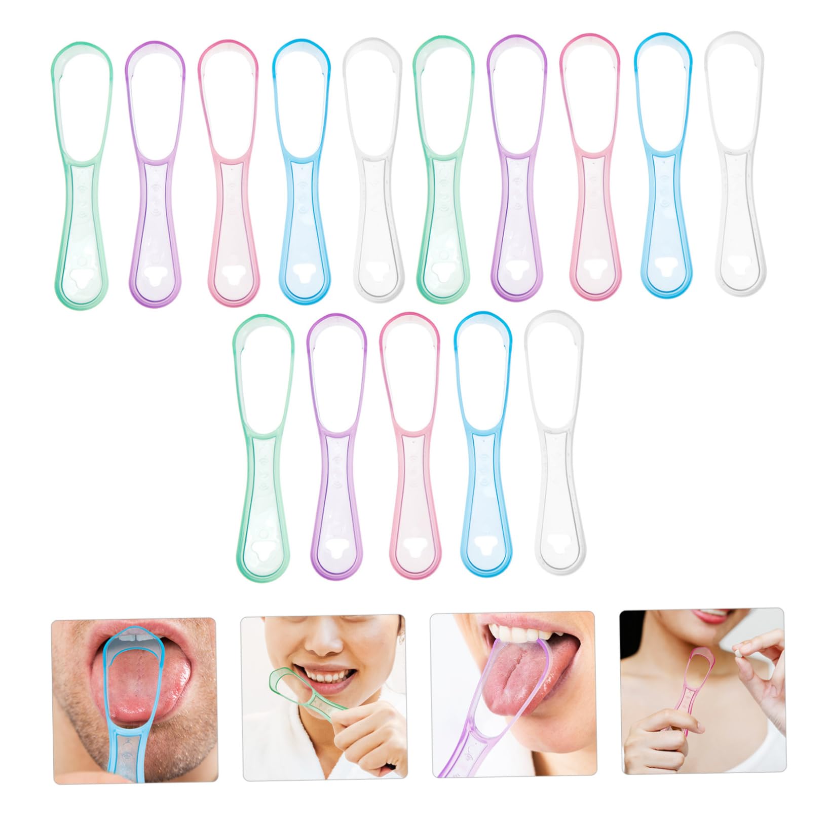 Mobestech 60pezzi Raschietti Per Adulti Strumenti Della Lingua Per Orale Pz Colori Trasparenti e Pulisci Lingua Per Fresco e Salute Orale