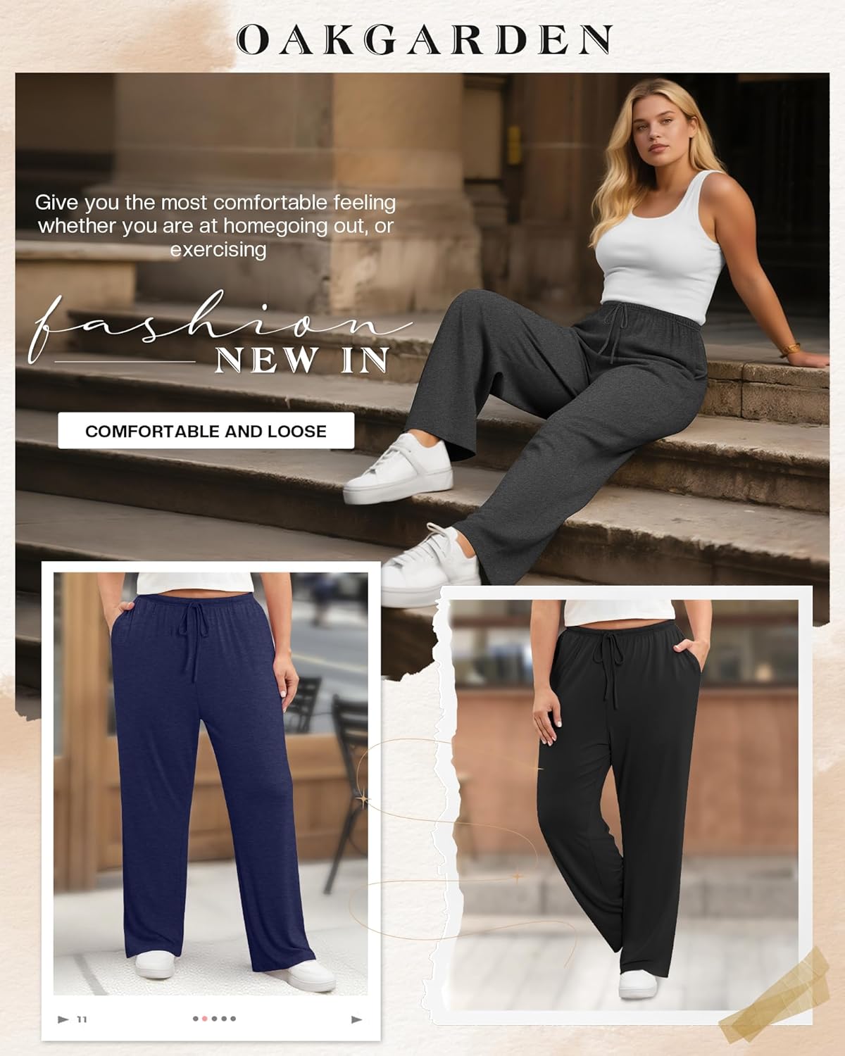 4 Pack Women's Plus Size Lounge Pants with Pockets, Wide Leg Yoga Loose Drawstring Pants Casual Sweatpants Jogger - Image 6