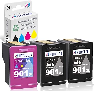 Amazon.com: HOTCOLOR 901XL Cartuchos de tinta de repuesto para HP 901 XL  Cartuchos de tinta para HP Officejet j4680 j4580 j4550 Officejet 4500 Ink  (2 Negro/1 Color, 3 unidades) : Productos de Oficina