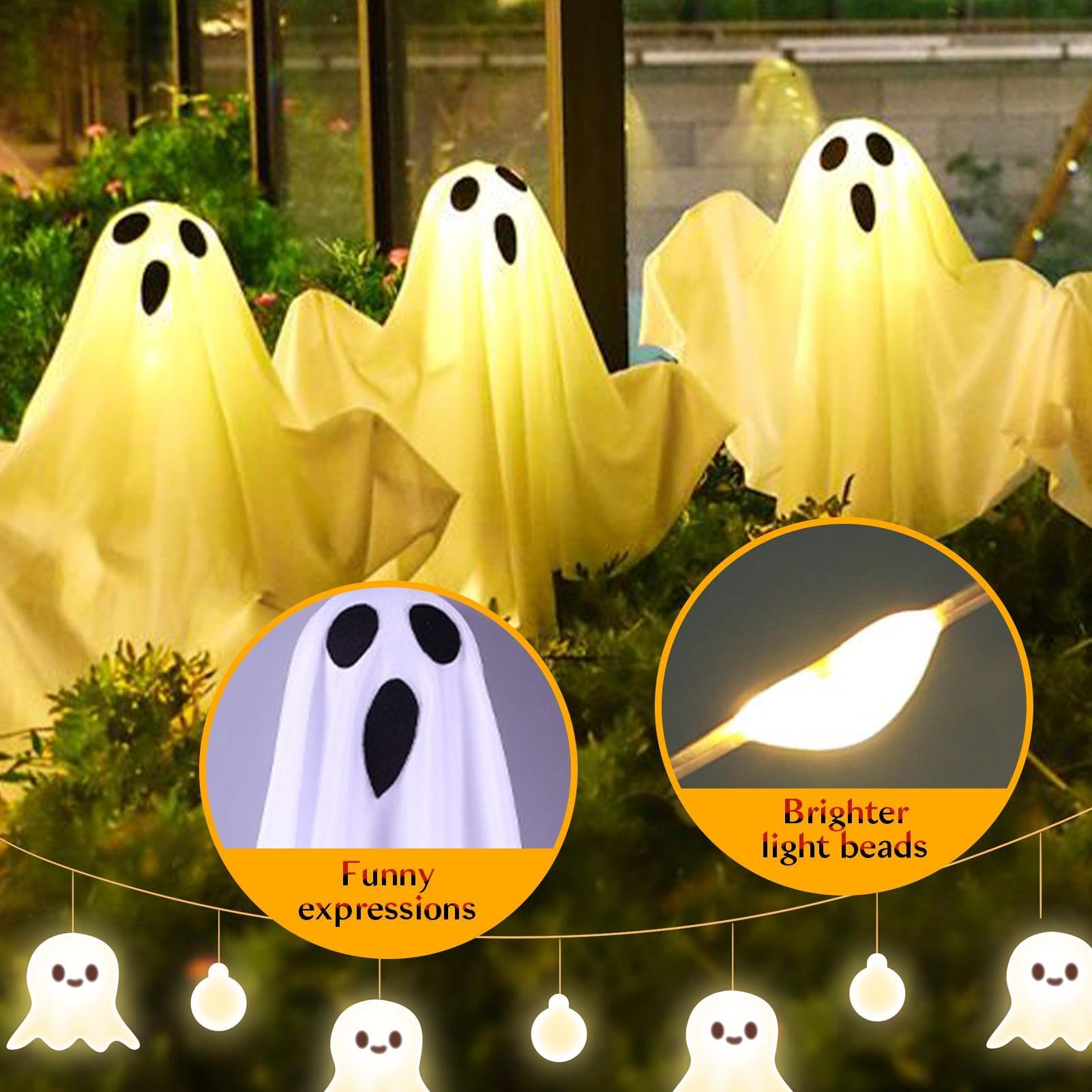 da Percorso Esterno | Addobbi paurosi e spaventosi per feste | Decorazioni fantasma illuminabili a energia solare | per giardino portico patio passerella recinzione feste festività