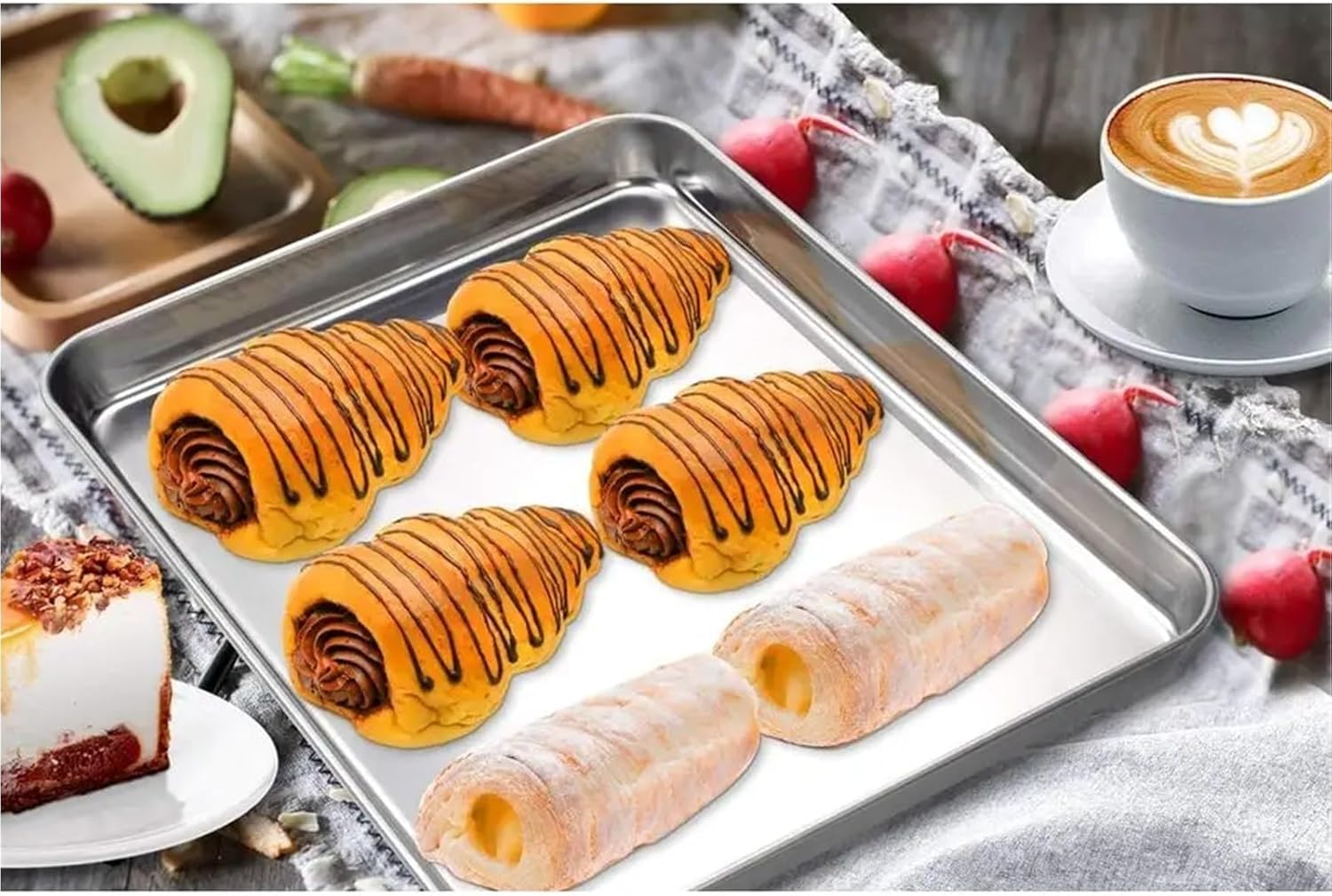 Stainless Steel Cookie Sheet Baking Pan Toaster Oven Tray with Mirror Finish Kitchen Bakeware