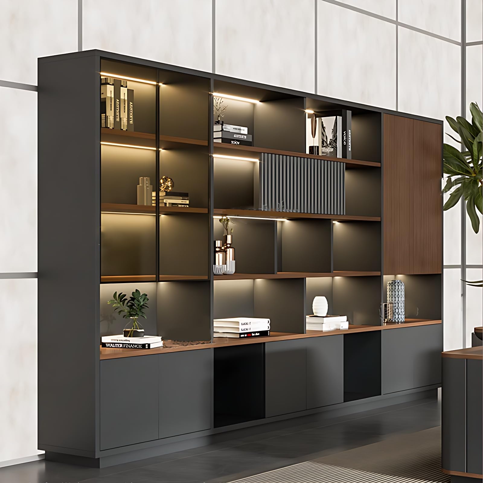 ZGNBSD Executive Desk - Elegant l Shaped Desk with Drawers Office Table with Multifunctional Cable Box Home Office