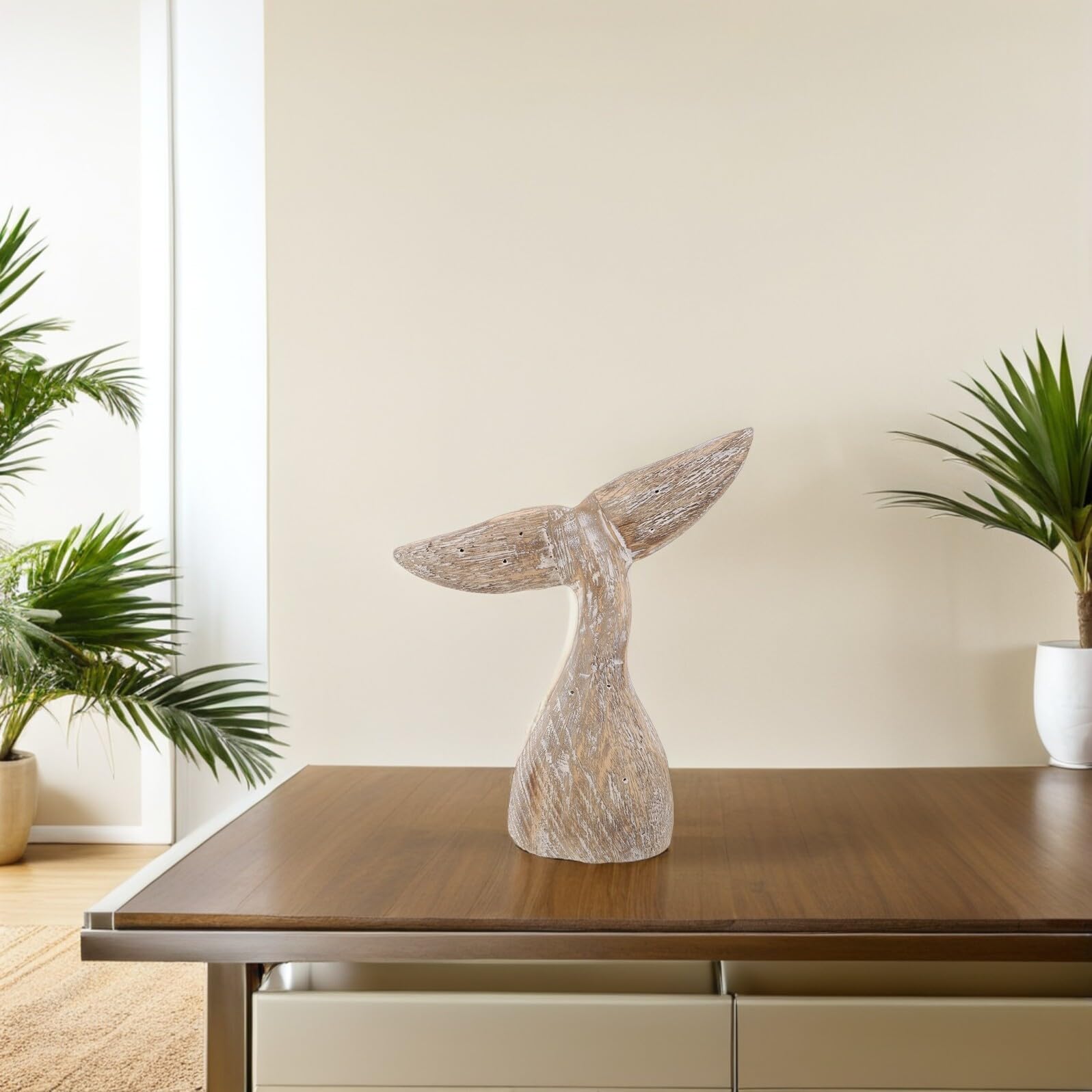 de Ballena Decorativa Pequeña de Madera Rústica para Mesa Escultura Náutica Costera Decoración Temática Oceánica para Hogar de Playa y Estantes Figura Tallada para Ambiente