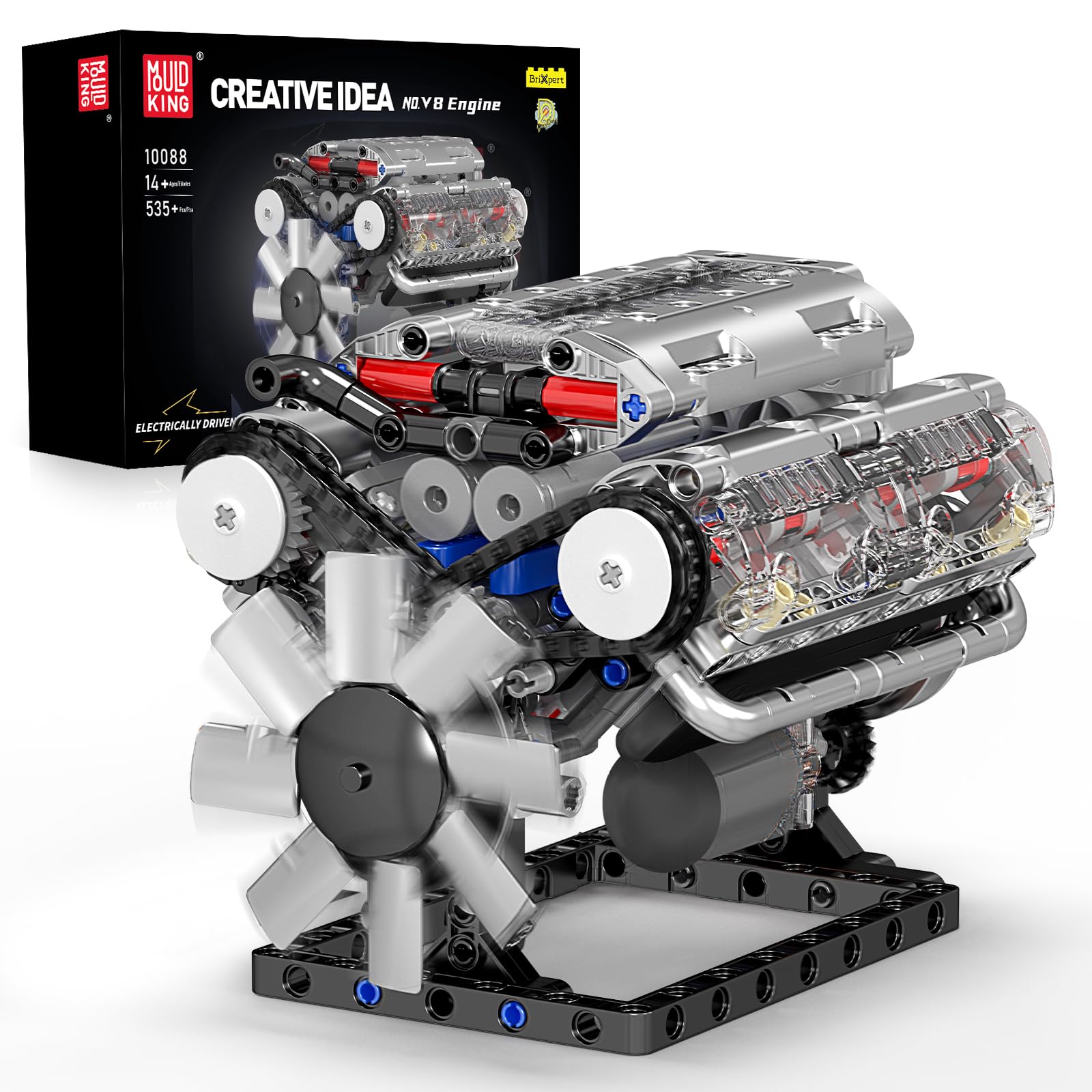 10088 V8 Engine Building Kit - Build Your Own V8 Engine Toy, 8-Cylinder Petrol Car Engine Replica Model Building Kit for Kids/Teens 10+ Years (535 Pcs)