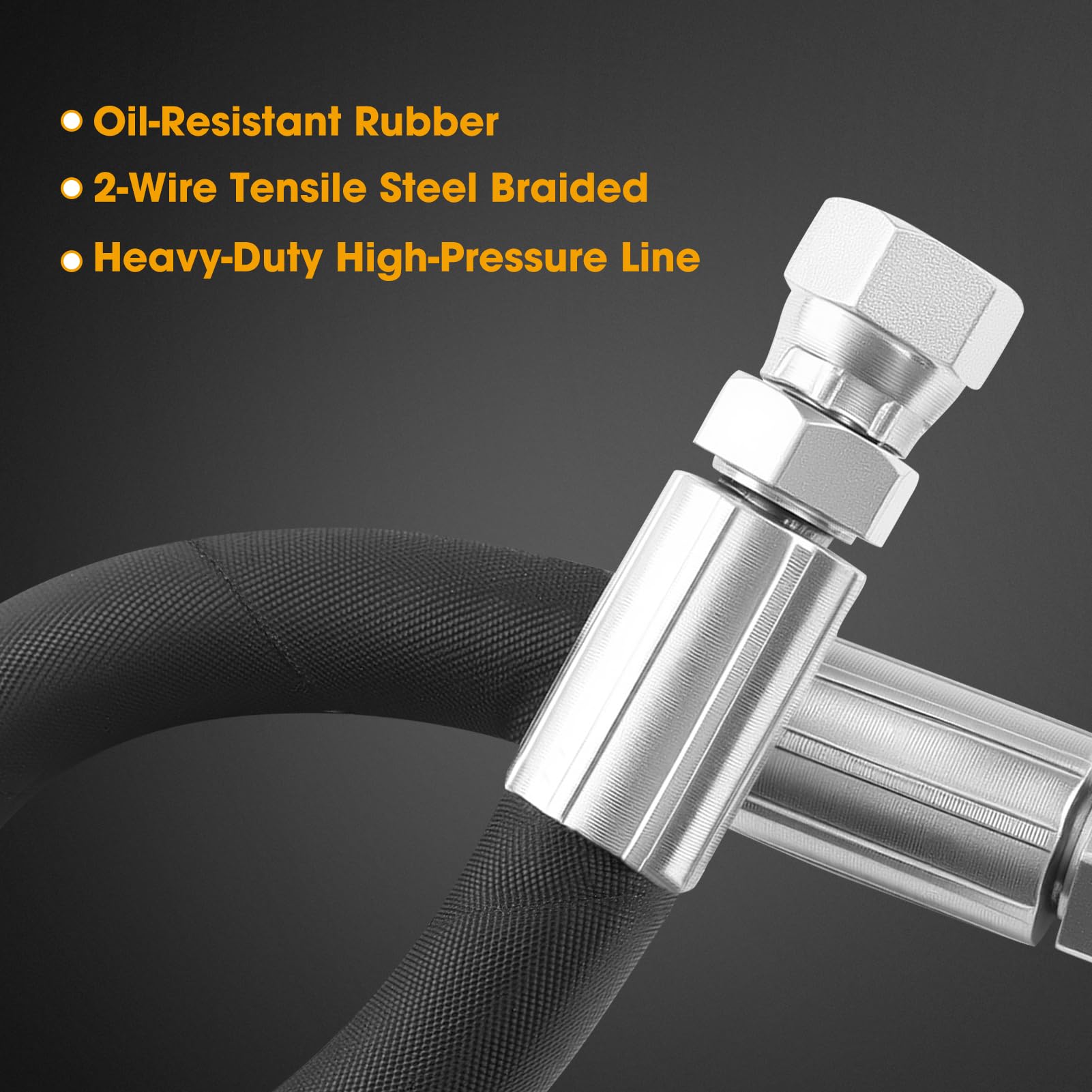 3/8" Hydraulic Hose Assembly 12 inch,with 3/8" JIC 37° Female Swivel Fittings (2 Ends),SAE 100R2AT 2 Wire Braid, 4785 PSI, -40°F to +250°F - 5