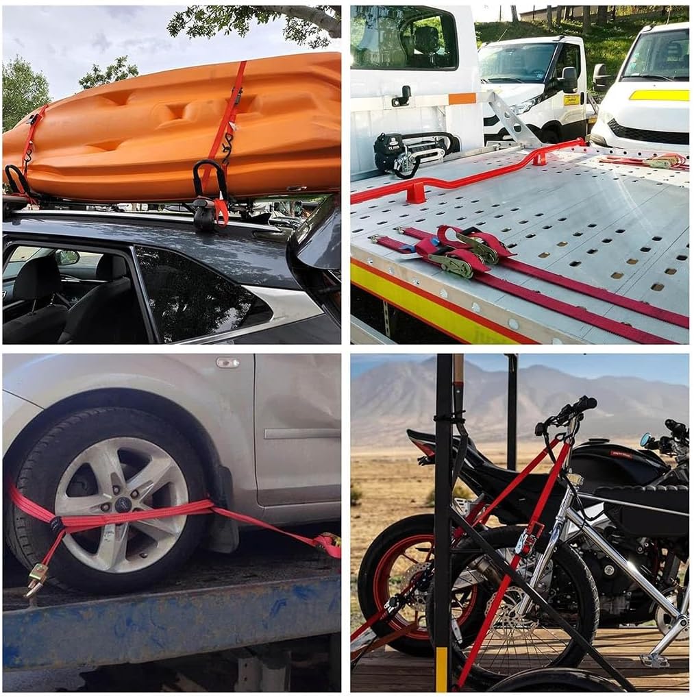 50mm Double J Hook Ratchet Straps (11,000 Lbs Break Strength) Heavy Duty Tie Down Straps for Trucks Motorcycle Cargo Composed of Metal Tensioner and Polyester Strap 2PCS(B,5cmx1m/1.96x39in)