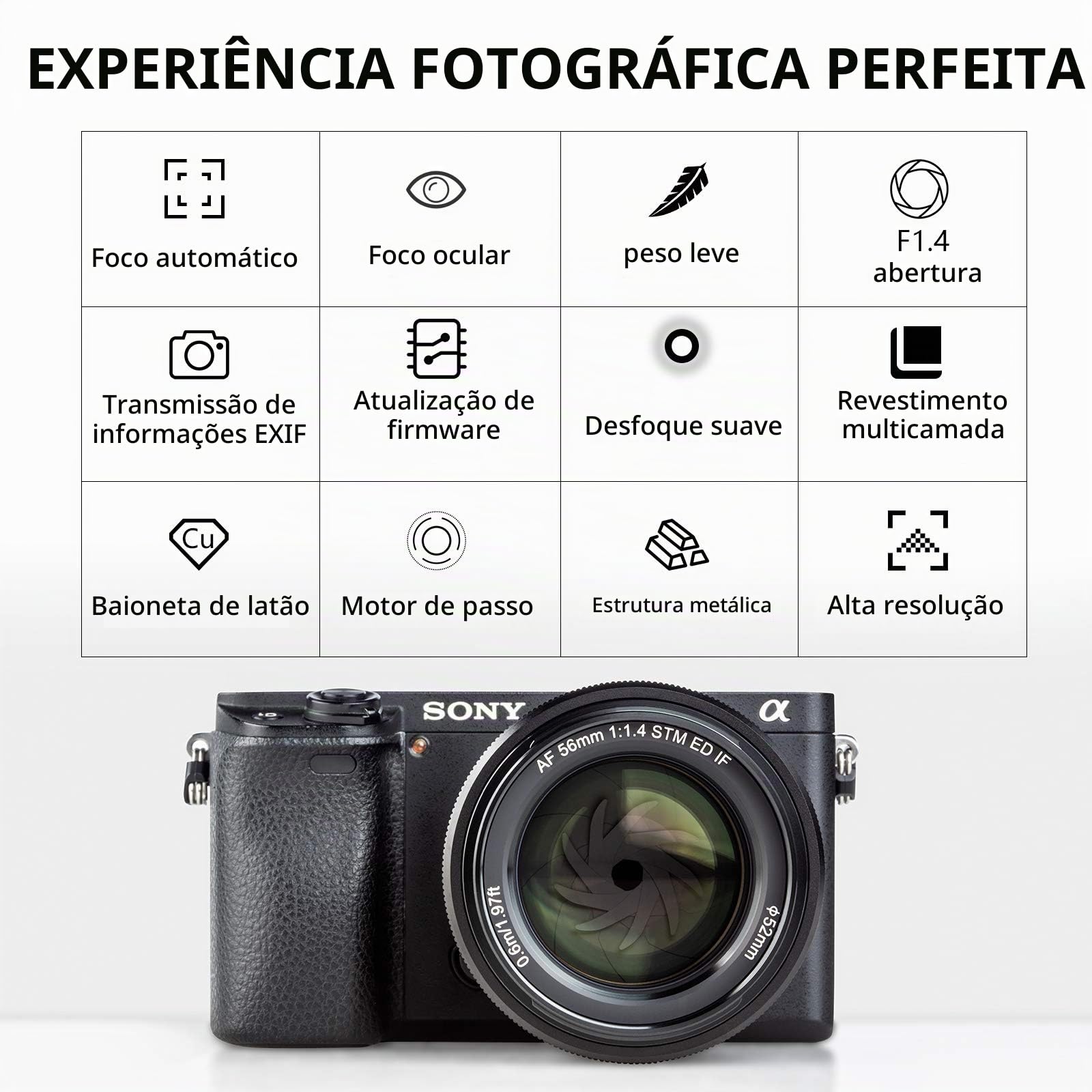 Viltrox 56mm F1.4 Lente de câmera para retratos foco automático
