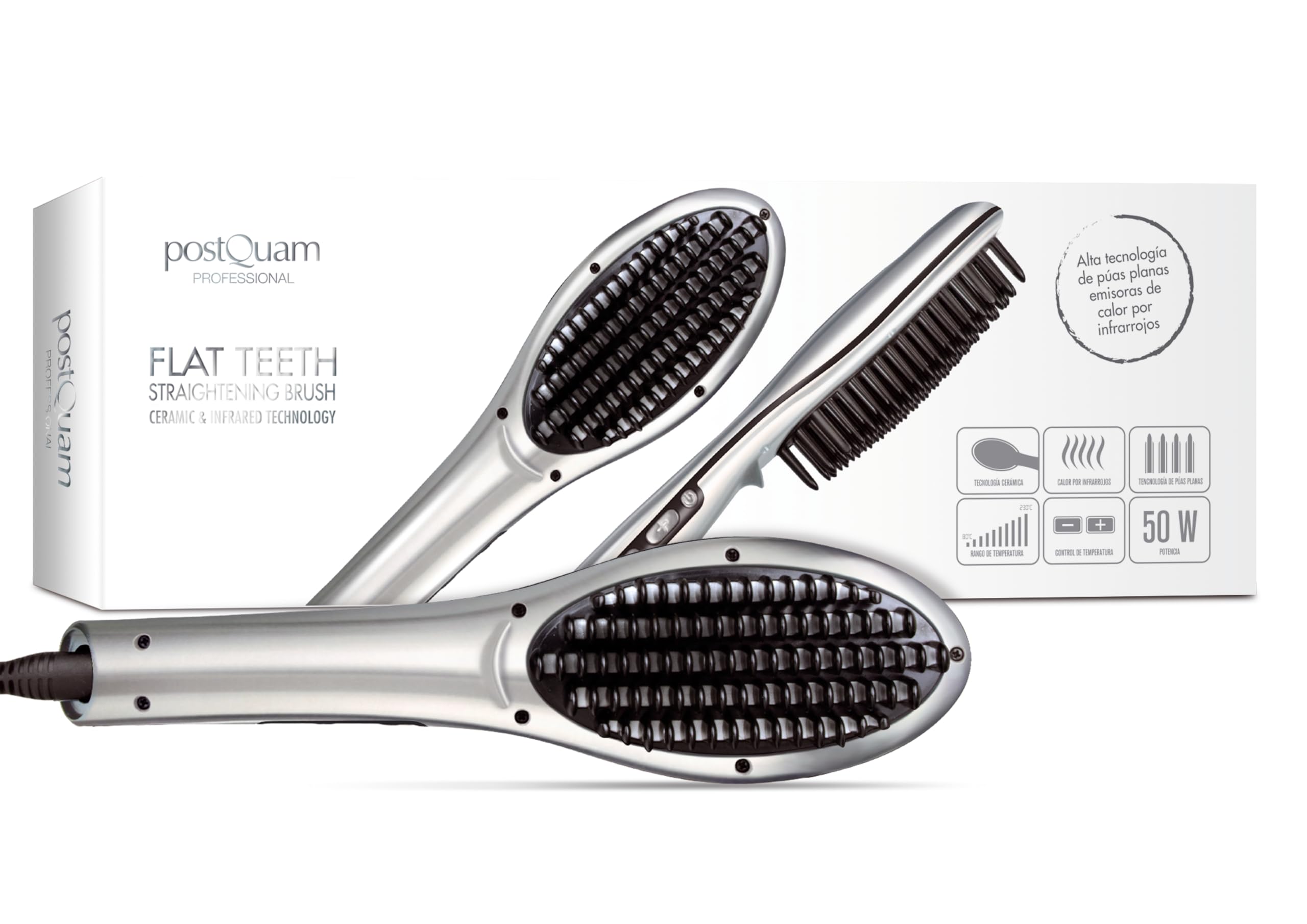 POSTQUAM 8432729061451 Glätteisenbürste, flach, 50 W, Schwarz