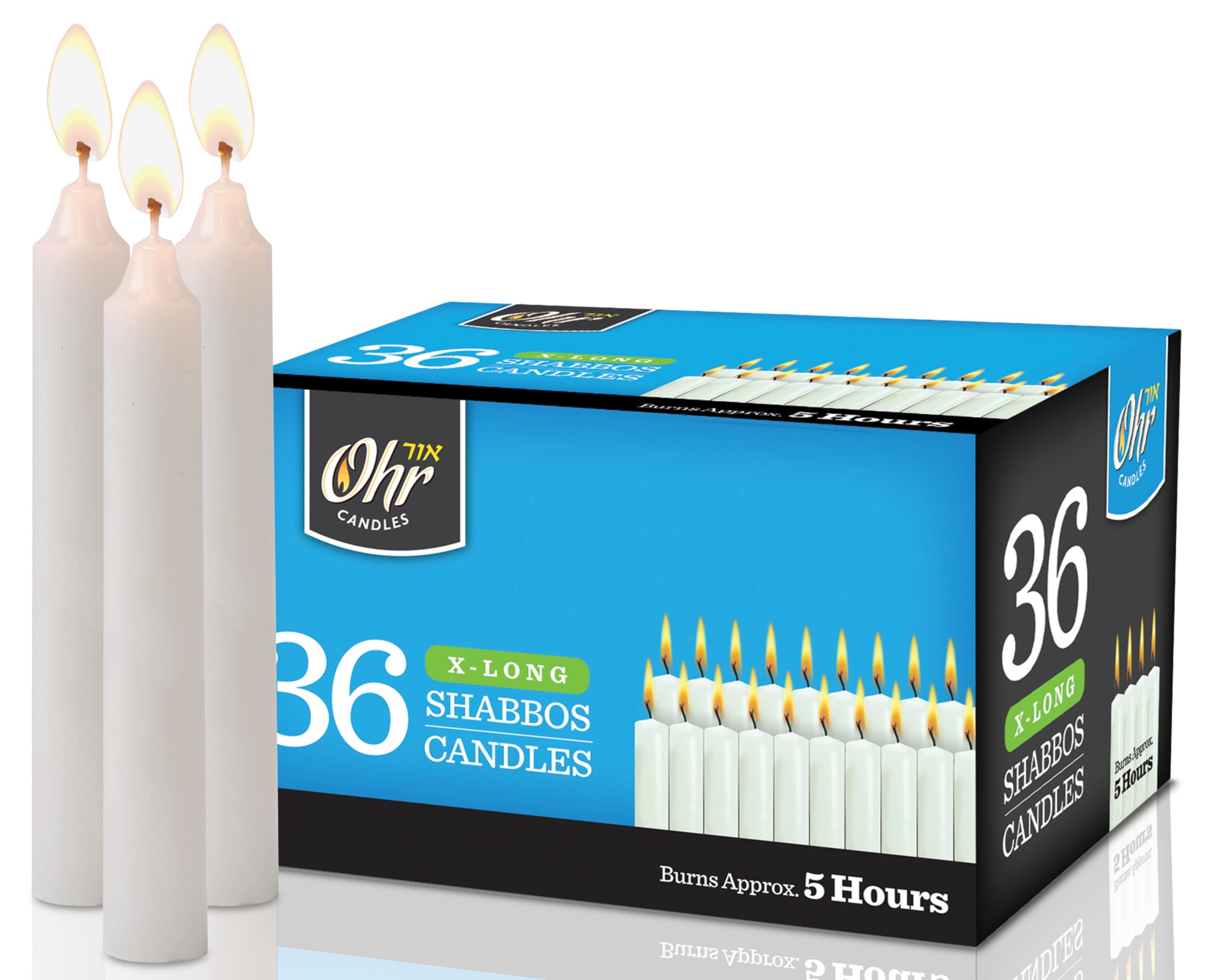 Bougies de Shabbes de 5h en cire blanche pour chandeliers et rituels traditionnels
