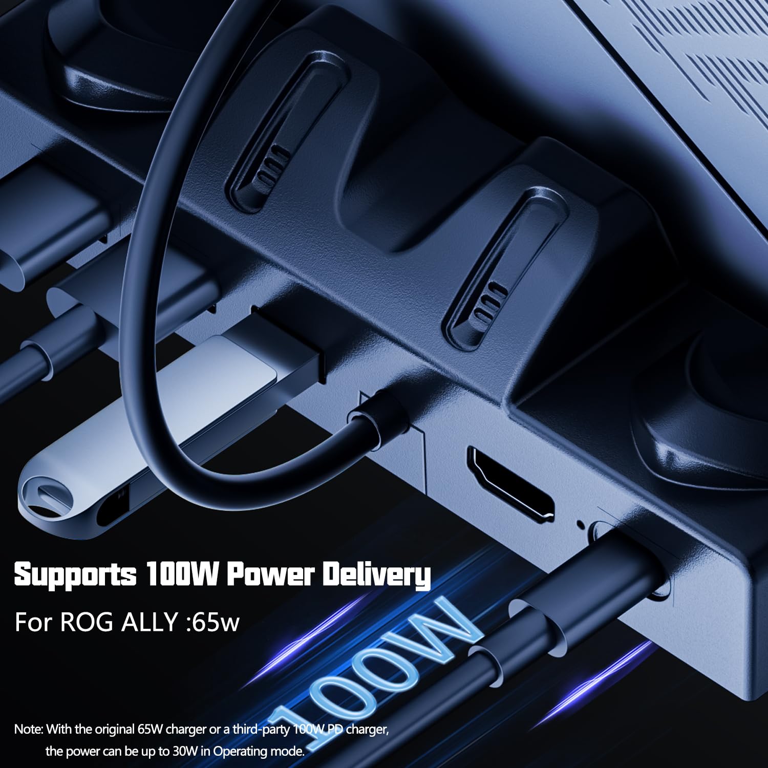 Estación de acoplamiento para ROG Ally/Steam Deck, base 6 en 1 con HDMI 2.0 4K a 60Hz Gigabit Ethernet 3 USB-A y USB-C 3.0 carga compatible con ROG Ally/Steam Deck