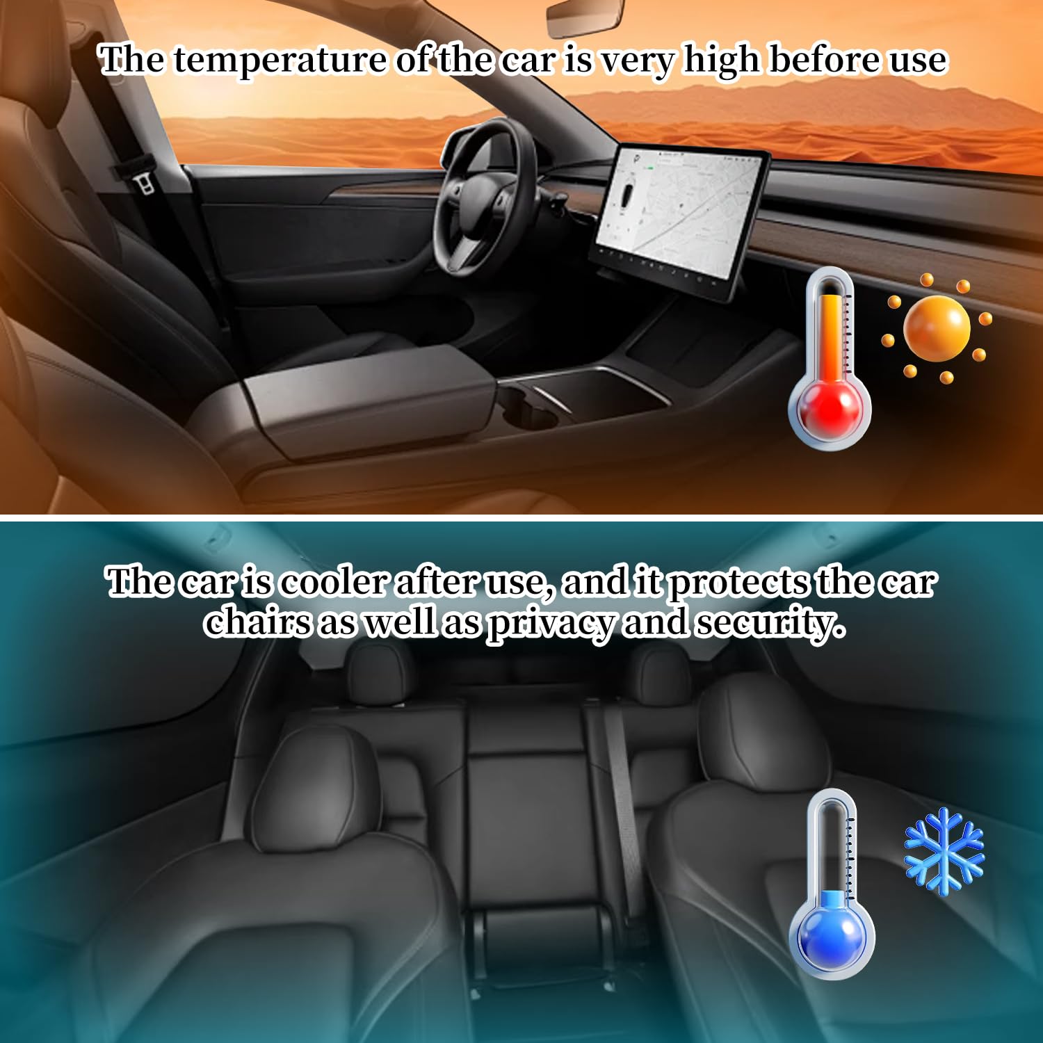 Tesla Model Y ochrona przeciwsłoneczna - ochrona przed promieniowaniem UV i prywatność, Hot Pad do Tesla Auto
