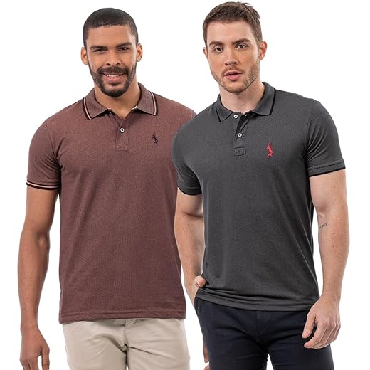 Kit 2 Camisa Polo Masculina Piquet Algodão Durabilidade Dia a Dia