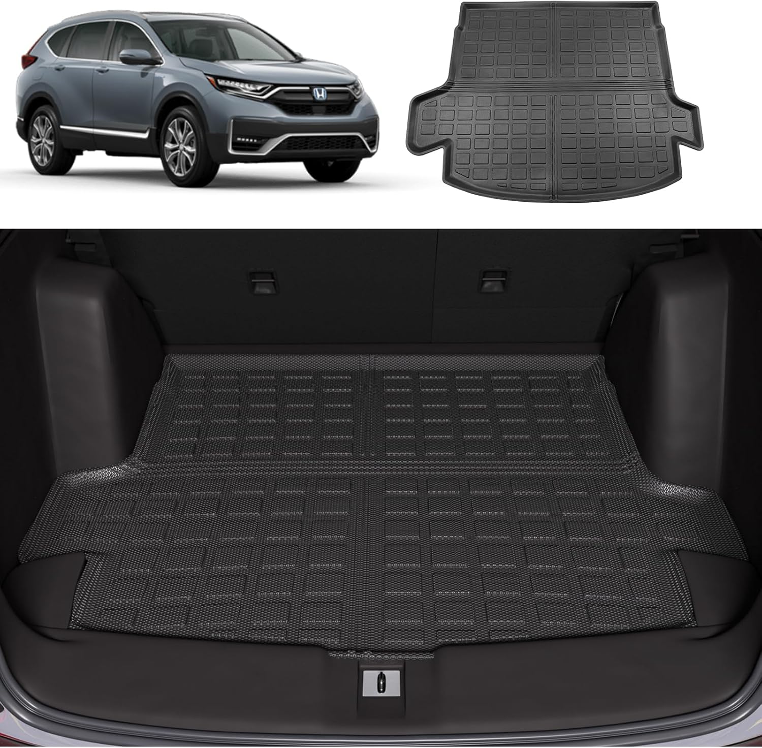 Xipoo Cargo Liner Compatible with 2017-2022 Honda CRV Hybrid Rear Trunk Mat Cargo Liner Replacement for 2017 2018 2019 2020 2021 2022 Honda CRV Accessories (2017-2022 Hybrid Version,Rear Trunk Mat) Rear Trunk Mat 2017-2022 Hybrid Version