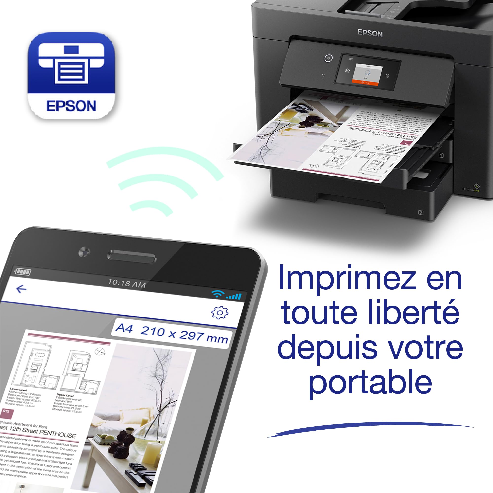 EPSON WorkForce WF-7830DTW Imprimante A3 4-en-1 recto-verso WiFi Direct Ethernet PrecisionCore 25ppm Noir 12ppm Couleur