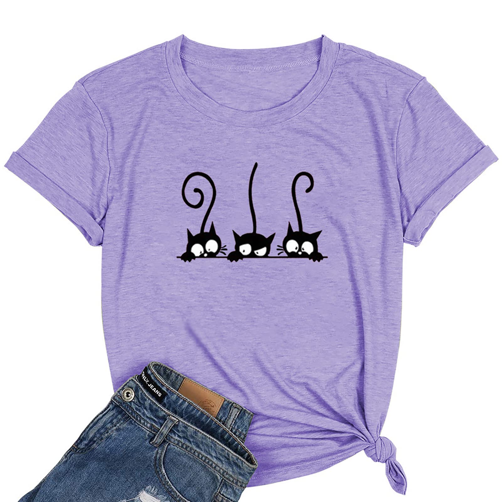 NIUBIA Women's T Shirts Summer Tops Simple Heart Graphic Shirts Sayings Short Sleeve Vacation Casual Blouse Thankful Tee