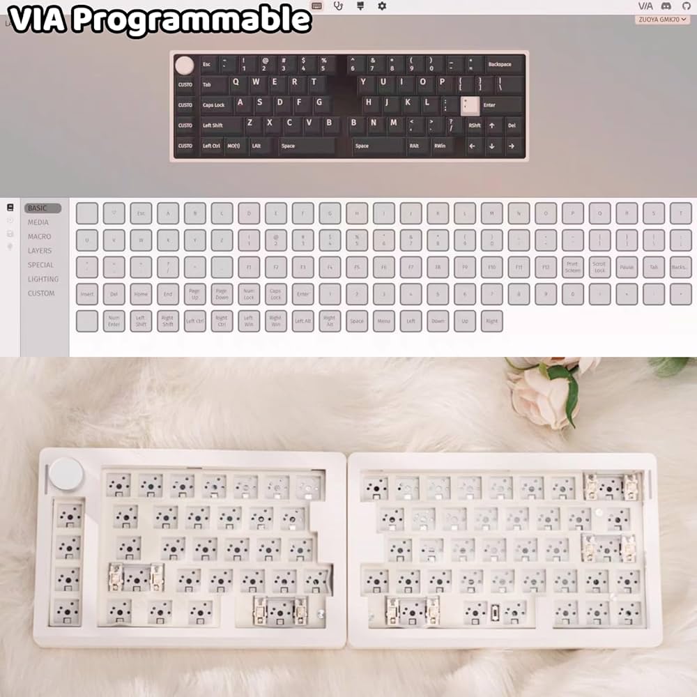 Amazon.com: ZUOYA GMK70 Split Mechanical Keyboard Kit,VIA