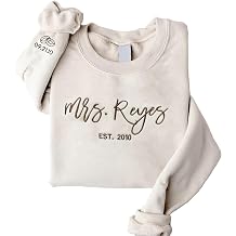 Custom Mrs Sweatshirt, Custom Embroidered Last Name and Date, Create your custom Mrs sweatshirt with embroidered last name and wedding date, Perfect engagement, bachelorette, or bridal shower gift.