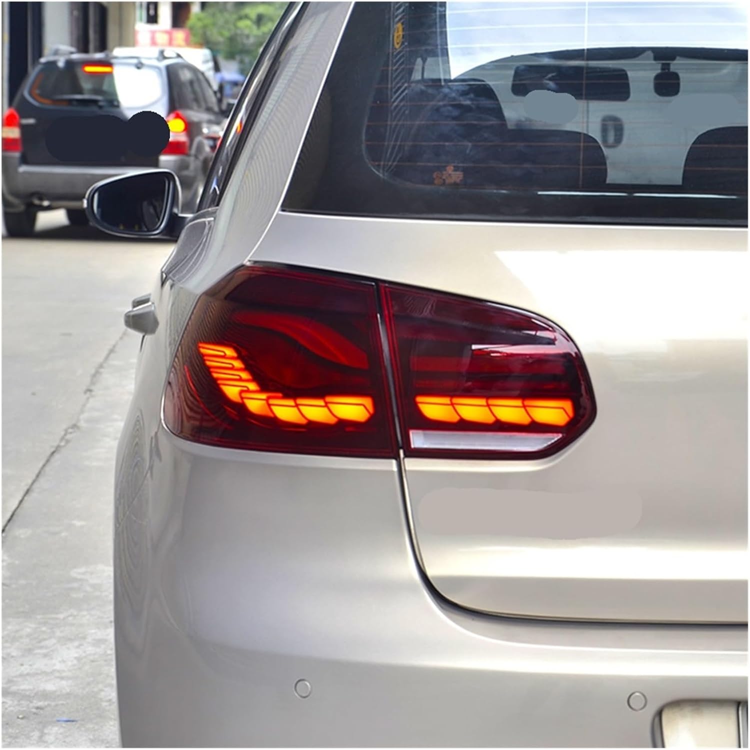 Auto Taillights For 2010-2012 VW Golf MK6 Car Back Lamps Assembly Upgrade LED Dragon Scale Taillight Turn Signal Accessories(Red One Set)