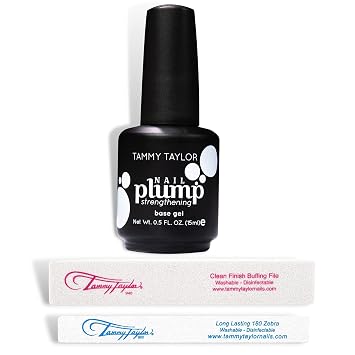 Tammy Taylor Plump Builder Kit Natural Nail Strengthener & Growth Hardener Repair Treatment Serum for Weak & Damaged Nails, Ridge Filler Base Coat Nail Polish, Clear Rubber Base, Endurecedor De Unas