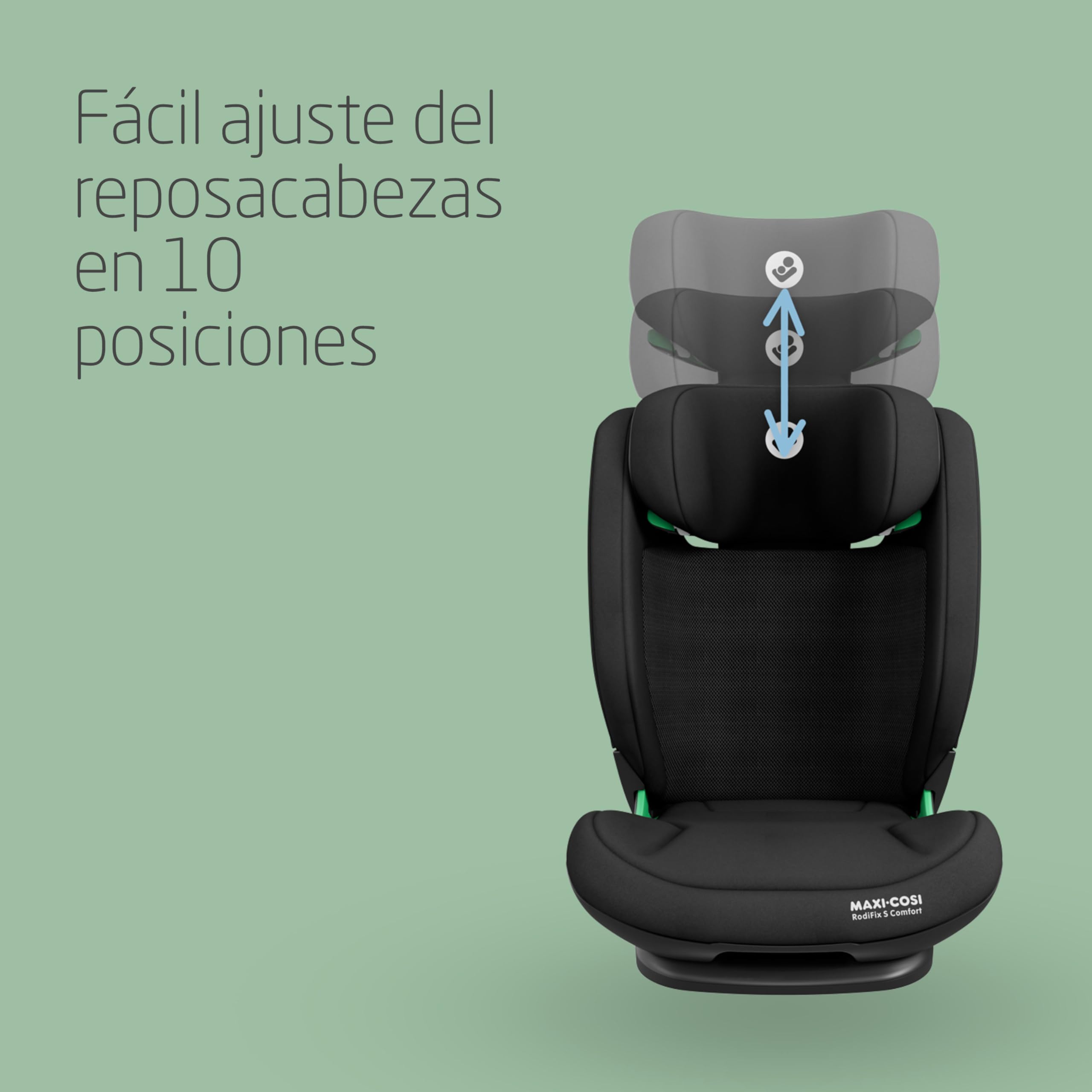 Maxi-Cosi RodiFix S Comfort i-Size, Silla de Coche ISOFIX, Respaldo Ajustable, 3,5-12A (100-150 cm), 3 Posiciones Reclinación, Protección G-CELL, AirProtect, Tejido Transpirable, Authentic Black