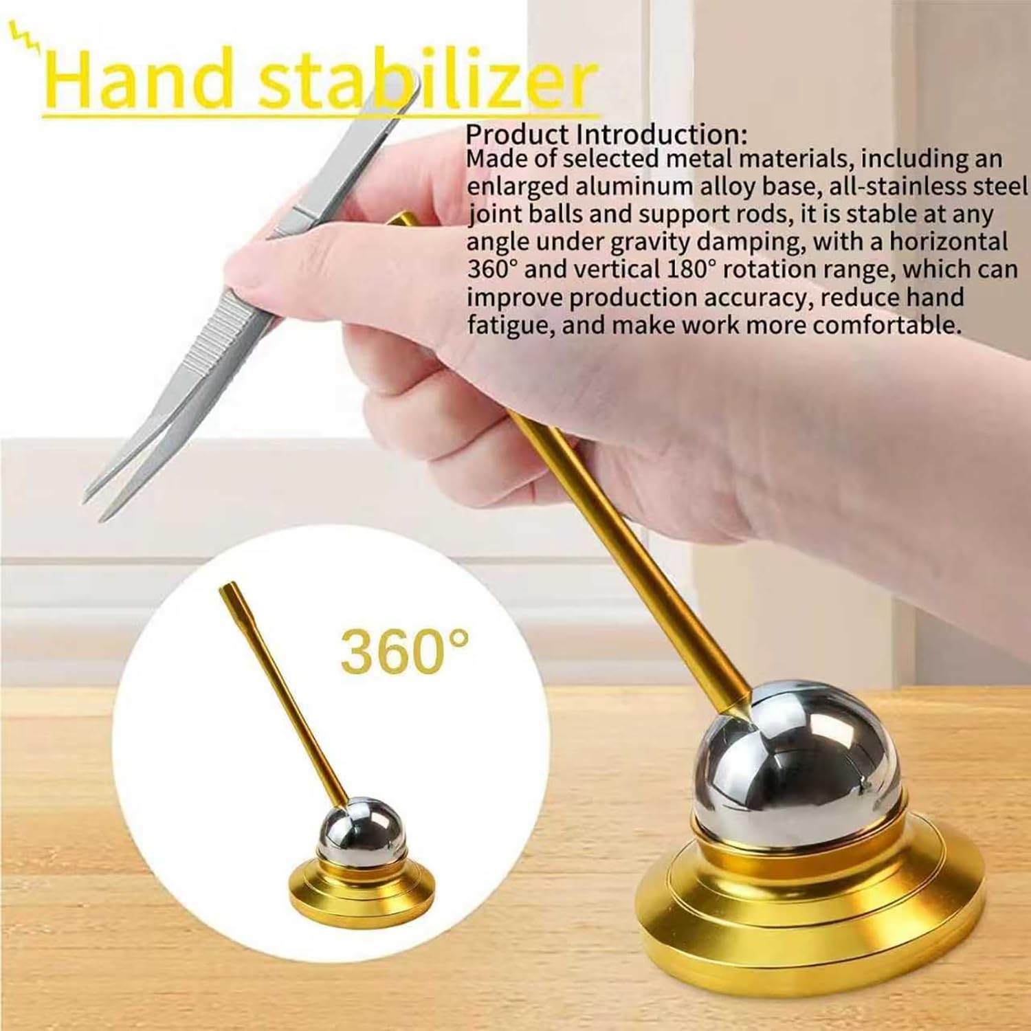 Narzędzie do stabilizacji ręcznej do modelarstwa, obrót w poziomie 360° i 180°, wsparcie antywibracyjne do miniatur, figurek, mikro-rzeźbienia