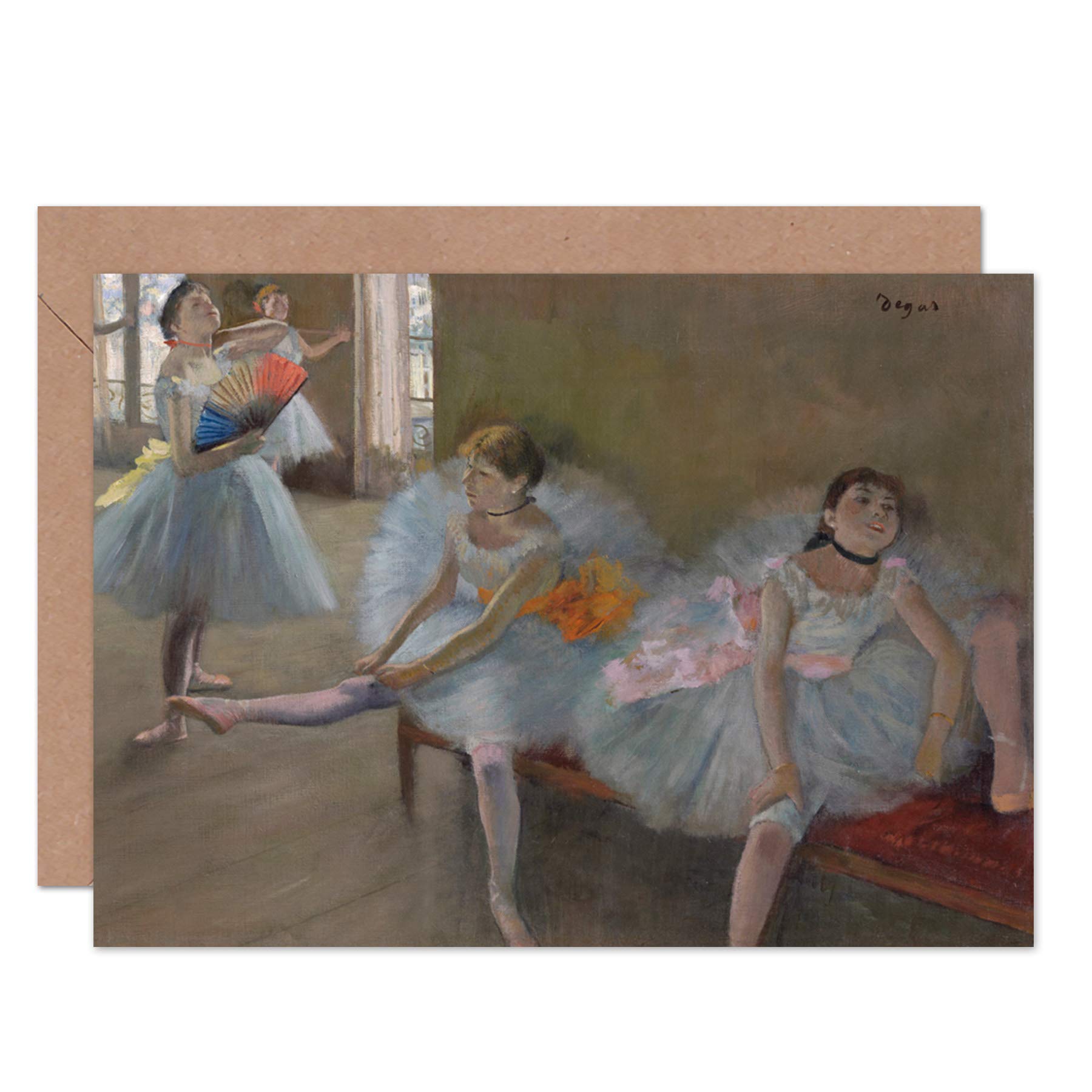 Artery8 Dancers In Classroom Edgar Degas C1880 Painting Fine Art Greeting Card Plus Envelope Blank Inside