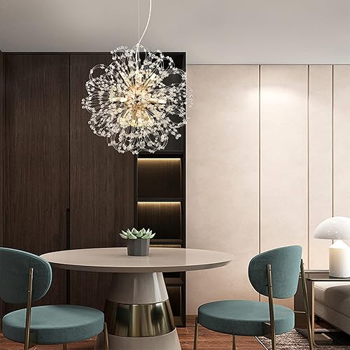 Miniatura 4 de Candelabro Moderno de Fuegos Artificiales, Candelabros de Diente de León de Cristal de 12 Luces para Sala de Estar, Candelabro Sputnik Dorado de