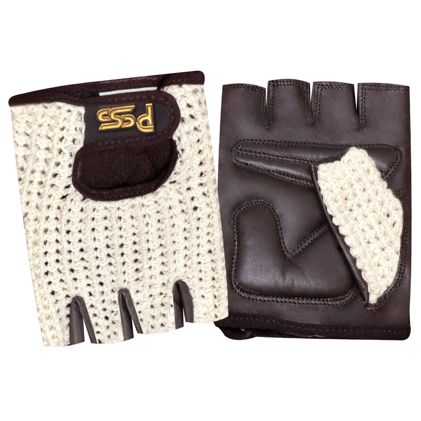 Prime Finger Less Net Cycle Padded Gloves Biker Fitness Gym Body Building Weight Lifting Glove 411 (brown/white, S) - Image 2